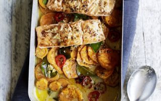 Asian Salmon & Sweet Potato Bake